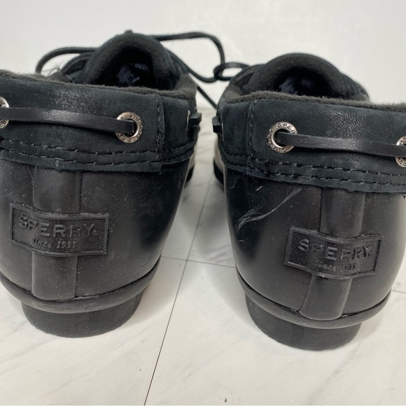 Sperry Salt Water 1 Eye Black Duck Shoe Bootie 8 - Picture 4 of 15